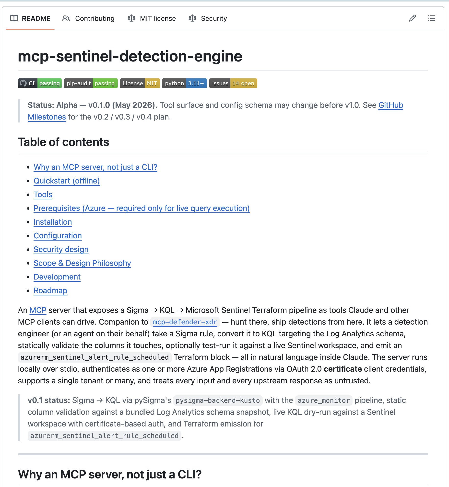 mcp-sentinel-detection-engine screenshot